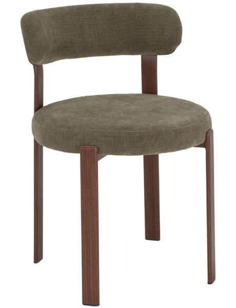 Chaise tissu vert olive dossier arrondi 54x50x74 cm Veymora  - 1