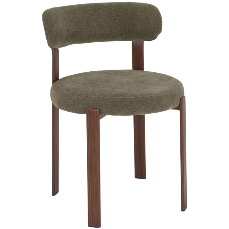 Chaise tissu vert olive dossier arrondi 54x50x74 cm Veymora  - 1