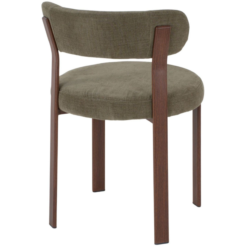 Chaise tissu vert olive dossier arrondi 54x50x74 cm Veymora  - 4