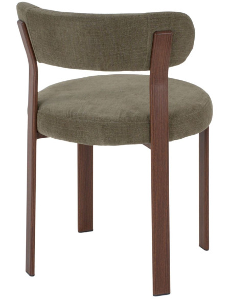 Chaise tissu vert olive dossier arrondi 54x50x74 cm Veymora  - 4
