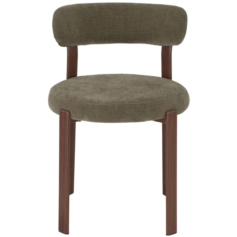 Chaise tissu vert olive dossier arrondi 54x50x74 cm Veymora  - 2