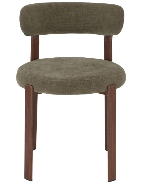 Chaise tissu vert olive dossier arrondi 54x50x74 cm Veymora  - 2