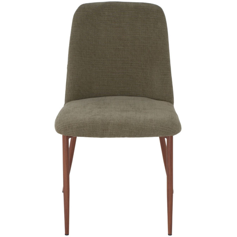 Chaise salle à manger tissu vert olive dossier haut 61x49x87 cm Lioranne  - 1