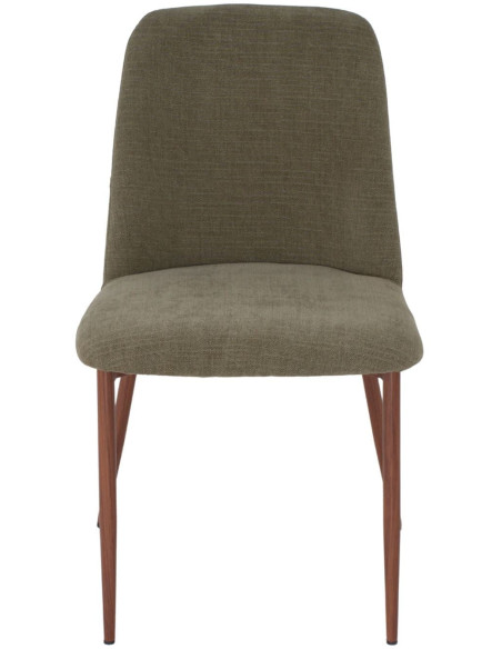 Chaise salle à manger tissu vert olive dossier haut 61x49x87 cm Lioranne  - 1