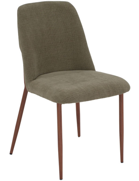 Chaise salle à manger tissu vert olive dossier haut 61x49x87 cm Lioranne  - 2
