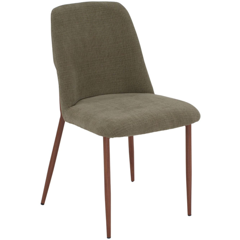 Chaise salle à manger tissu vert olive dossier haut 61x49x87 cm Lioranne  - 2
