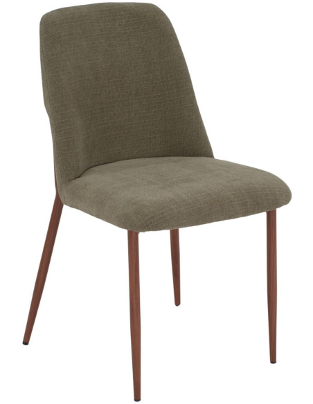 Chaise salle à manger tissu vert olive dossier haut 61x49x87 cm Lioranne  - 2