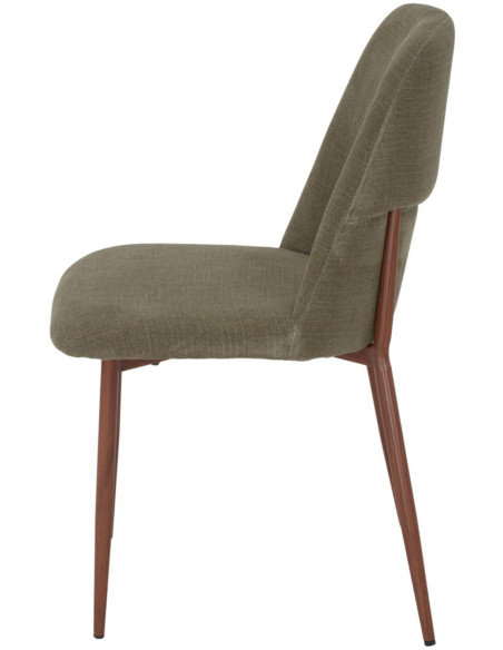 Chaise salle à manger tissu vert olive dossier haut 61x49x87 cm Lioranne  - 3