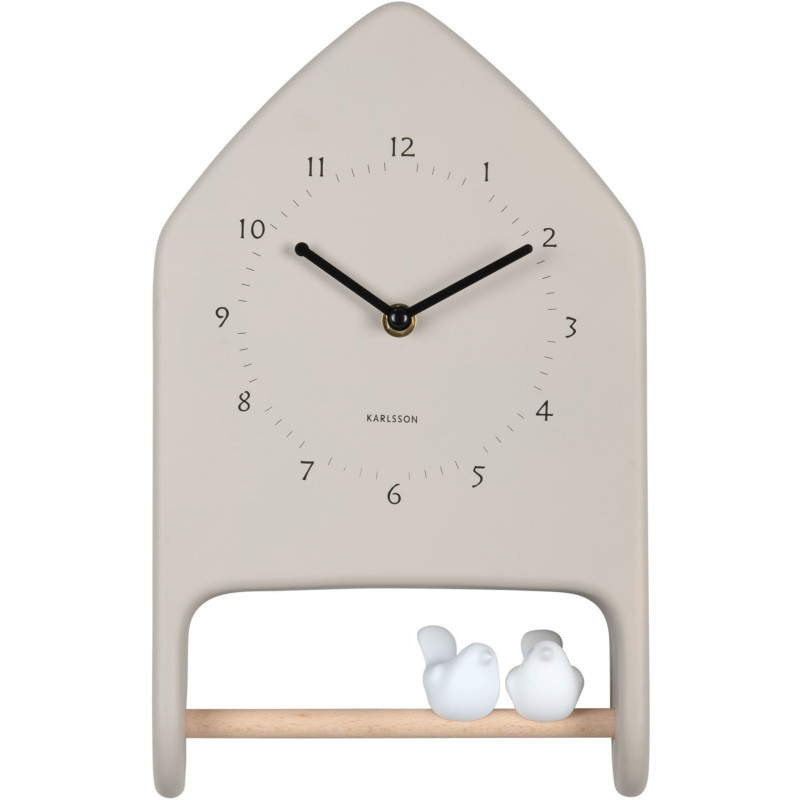 Horloge murale oiseaux gris chaud 20x7,1x32 cm Love Birds  - 1