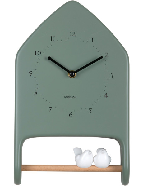 Horloge murale oiseaux vert sauge 20x7,1x32 cm Love Birds  - 1