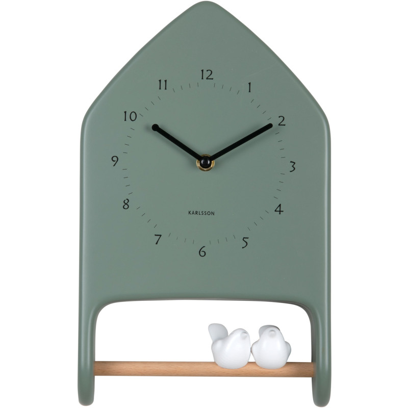 Horloge murale oiseaux vert sauge 20x7,1x32 cm Love Birds  - 1