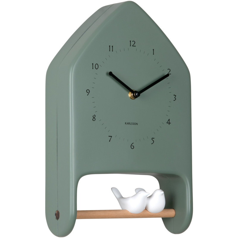 Horloge murale oiseaux vert sauge 20x7,1x32 cm Love Birds  - 2
