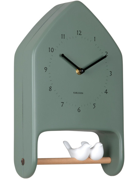 Horloge murale oiseaux vert sauge 20x7,1x32 cm Love Birds  - 2