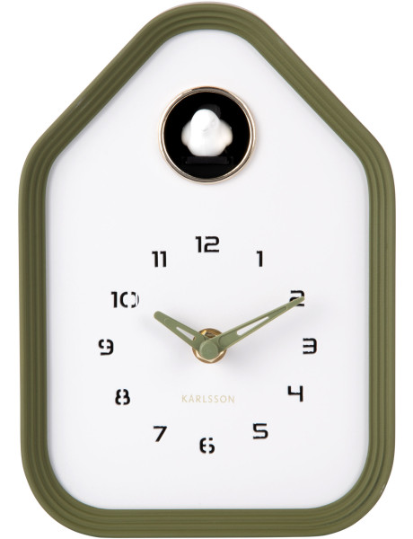 Horloge coucou murale et à poser vert olive 14,4x7,4x20,4 cm Reina Cuckoo  - 1