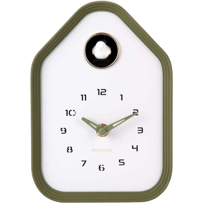 Horloge coucou murale et à poser vert olive 14,4x7,4x20,4 cm Reina Cuckoo  - 1