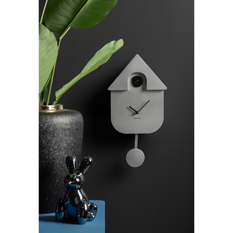 Horloge murale coucou moderne argent métallisé ABS 21,5x8,5x41 cm Cuckoo Metallic Karlsson - 2