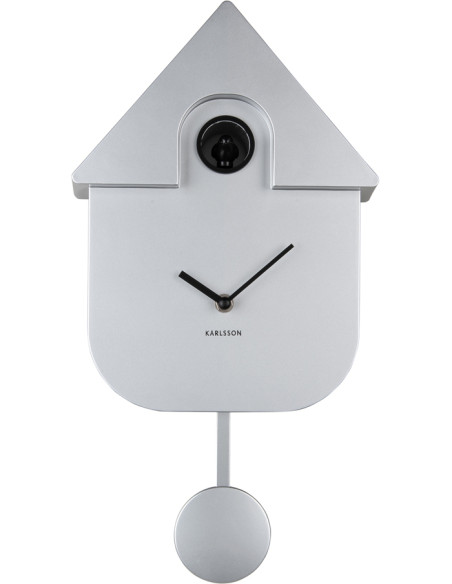 Horloge murale coucou moderne argent métallisé ABS 21,5x8,5x41 cm Cuckoo Metallic Karlsson - 1