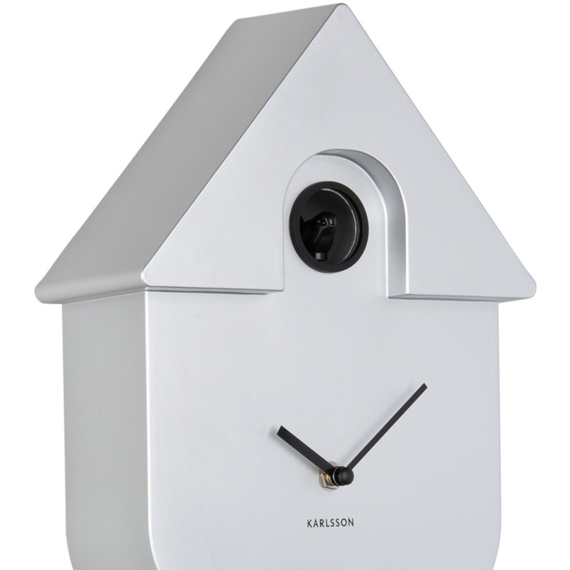 Horloge murale coucou moderne argent métallisé ABS 21,5x8,5x41 cm Cuckoo Metallic Karlsson - 4