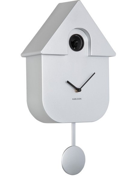 Horloge murale coucou moderne argent métallisé ABS 21,5x8,5x41 cm Cuckoo Metallic Karlsson - 3