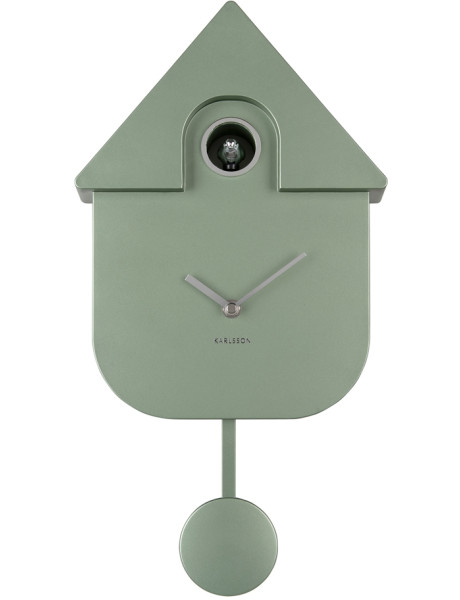 Horloge coucou murale vert sauge métallisé ABS 21,5x8,5x41 cm Cuckoo Metallic Karlsson - 1