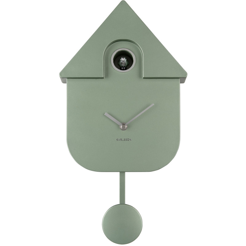 Horloge coucou murale vert sauge métallisé ABS 21,5x8,5x41 cm Cuckoo Metallic Karlsson - 1