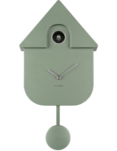 Horloge coucou murale vert sauge métallisé ABS 21,5x8,5x41 cm Cuckoo Metallic Karlsson - 1