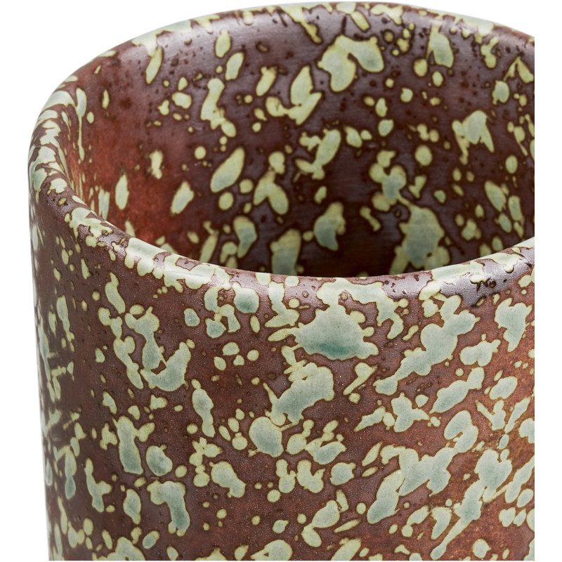 Vase cylindrique en céramique brun foncé et vert forêt Ø9,5x20 cm Lunhavn House Nordic - 3
