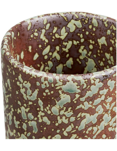 Vase cylindrique en céramique brun foncé et vert forêt Ø9,5x20 cm Lunhavn House Nordic - 3