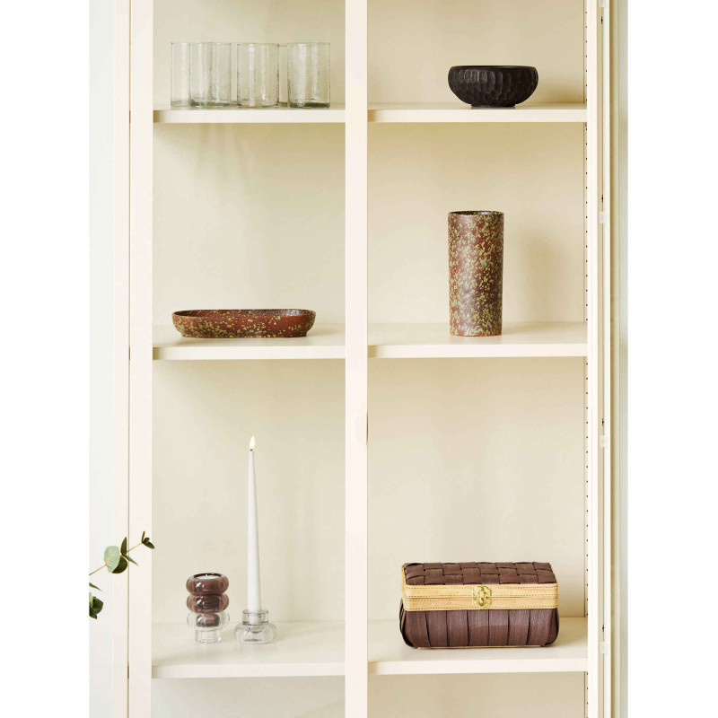 Vase cylindrique en céramique brun foncé et vert forêt Ø9,5x20 cm Lunhavn House Nordic - 2