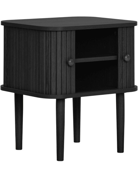 Table de chevet noire à portes coulissantes 45x40x50,5 cm Nikko House Nordic - 5