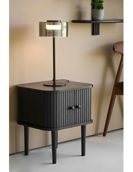 Table de chevet noire à portes coulissantes 45x40x50,5 cm Nikko House Nordic - 2