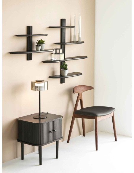 Table de chevet noire à portes coulissantes 45x40x50,5 cm Nikko House Nordic - 8