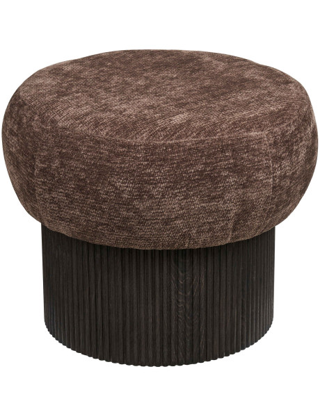 Pouf coffre rond en tissu chenille marron Ø52x42 cm Christchurch House Nordic - 1