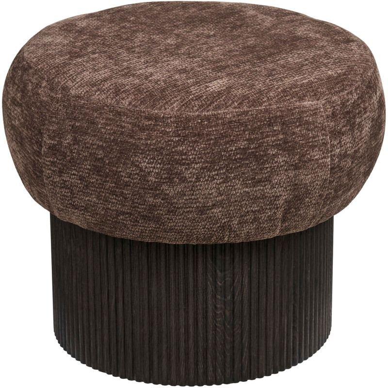 Pouf coffre rond en tissu chenille marron Ø52x42 cm Christchurch House Nordic - 1