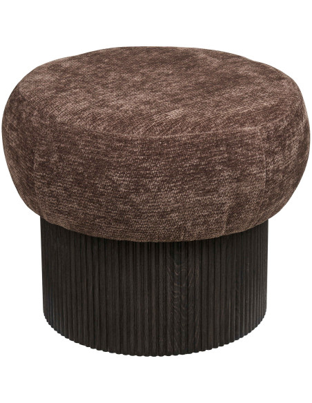 Pouf coffre rond en tissu chenille marron Ø52x42 cm Christchurch House Nordic - 1