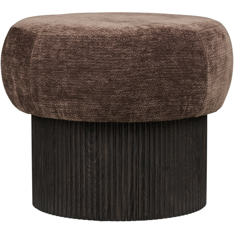 Pouf coffre rond en tissu chenille marron Ø52x42 cm Christchurch House Nordic - 3