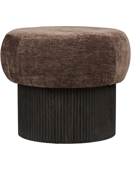 Pouf coffre rond en tissu chenille marron Ø52x42 cm Christchurch House Nordic - 3