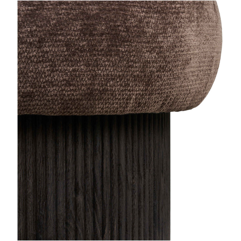 Pouf coffre rond en tissu chenille marron Ø52x42 cm Christchurch House Nordic - 5