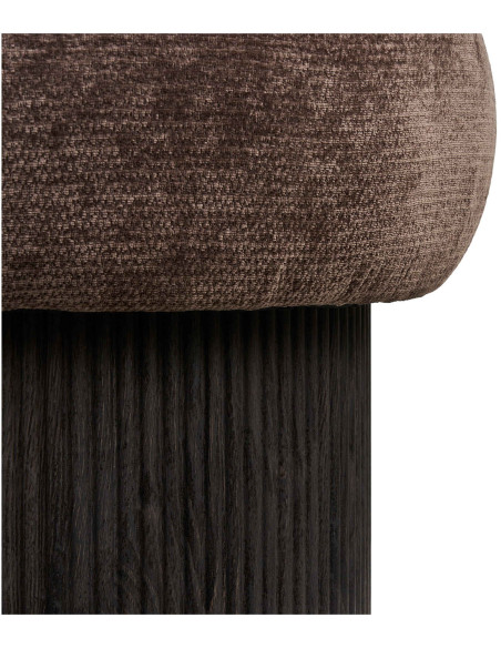 Pouf coffre rond en tissu chenille marron Ø52x42 cm Christchurch House Nordic - 5