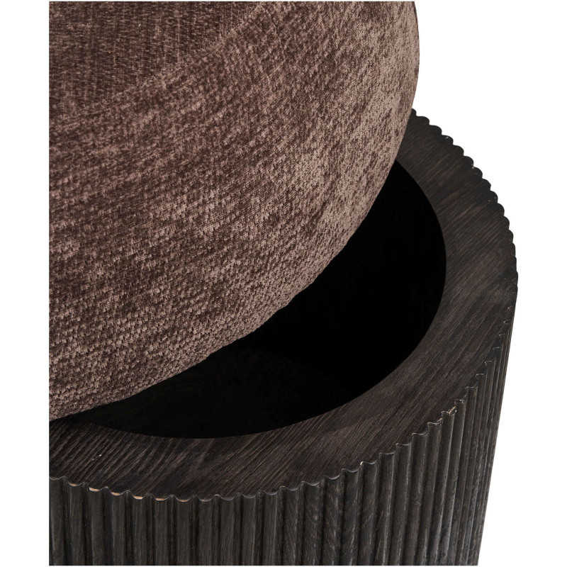 Pouf coffre rond en tissu chenille marron Ø52x42 cm Christchurch House Nordic - 6