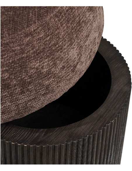 Pouf coffre rond en tissu chenille marron Ø52x42 cm Christchurch House Nordic - 6
