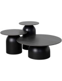 Tables basses gigognes rondes noires en pierre sintérisée 80/50/40 cm Orciano