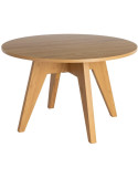 Table à manger ronde effet bois naturel MDF 120 cm Alvoryn