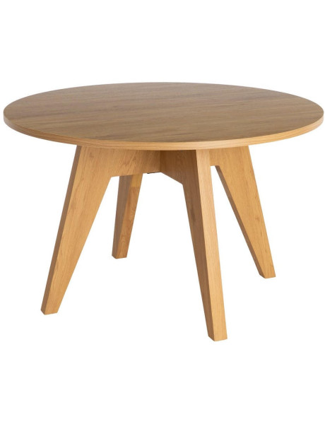 Table à manger ronde effet bois naturel MDF 120 cm Alvoryn Ixia - 1