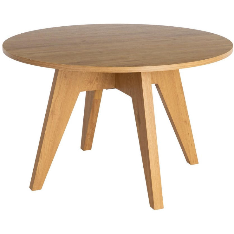 Table à manger ronde effet bois naturel MDF 120 cm Alvoryn Ixia - 1