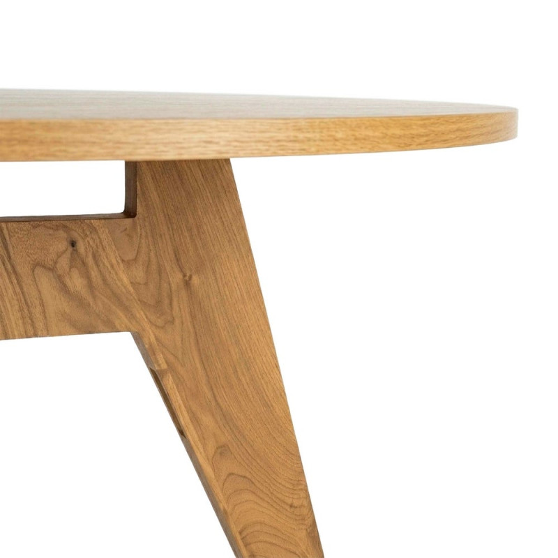 Table à manger ronde effet bois naturel MDF 120 cm Alvoryn Ixia - 2