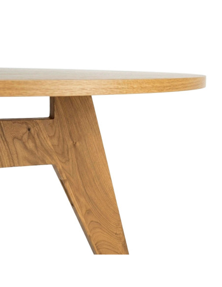 Table à manger ronde effet bois naturel MDF 120 cm Alvoryn Ixia - 2