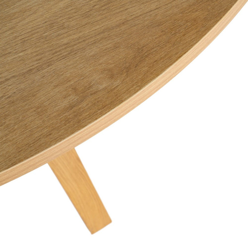 Table à manger ronde effet bois naturel MDF 120 cm Alvoryn Ixia - 3