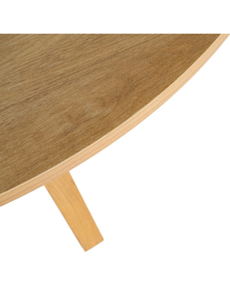 Table à manger ronde effet bois naturel MDF 120 cm Alvoryn Ixia - 3