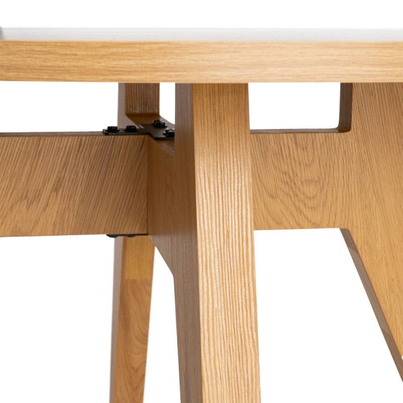 Table à manger ronde effet bois naturel MDF 120 cm Alvoryn Ixia - 4